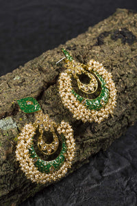 Green Color Meenakari Chandbali Earrings