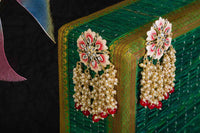 Handcrafted Meenakari Pearl Hanging Jhumki Red