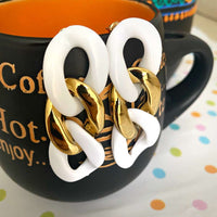 White and Gold Chain Earring