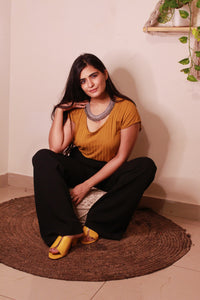 Oxidised Silver Look-alike Brass Statement Necklace For Women