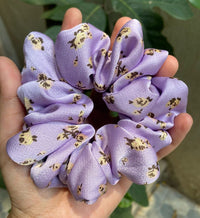 Lavender Color Printed Premium Quality Satin Scrunchie