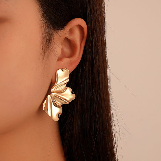 Isabetta Gold Pearl Detail Floral And Feather Earrings