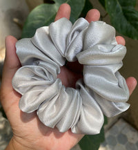 Aferando Grey Color Premium Satin Scrunchie Regular Size - Soft & Silky Hair Accessory