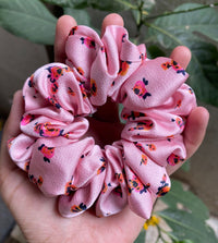 Pink Color Printed Premium Quality Satin Scrunchie