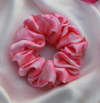 Pink Printed Premium Quality Satin Scrunchie Regular Fluffy Size