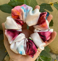 Premium Quality Printed Satin Scrunchie Regular Fluffy Size - Soft & Silky Hair Accessory