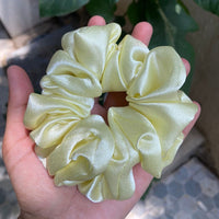 Aferando Yellow Color Premium Satin Scrunchie Regular Size - Soft & Silky Hair Accessory