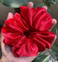 Aferando Red Premium Satin Scrunchie Regular Fluffy  Size - Soft & Silky Hair Accessory