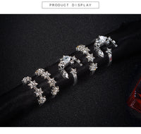 Set Of Five Retro Star Moon Diamond Rings For Women