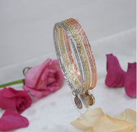 Three Tone Heart Charming Designed Bangles