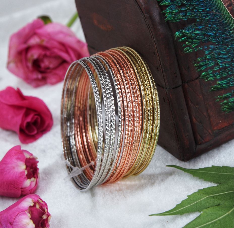 Three Tone Stylish Designed Bangles - Main Image