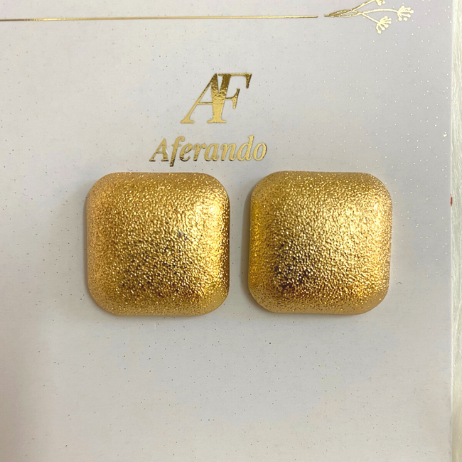 Matt Gold Color Square Stud Earrings