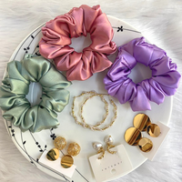 Super Saving Combo Pack of Four Korean Style Earrings and Three Premium Regular Size Satin Scrunchies