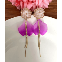 Purple Petal Long Chain Earring