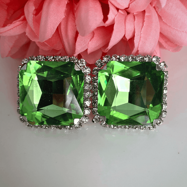 Green Rhodium, Emerald & Diamond Earrings – Graziela Gems
