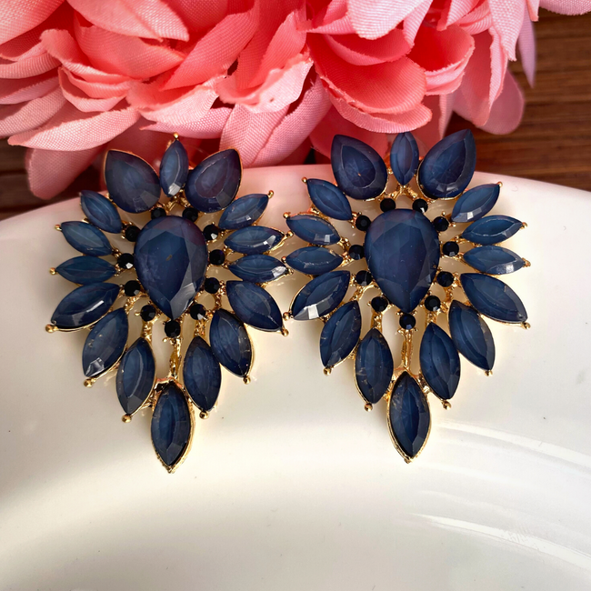 Blue Glass Stone Unique Designer Earring