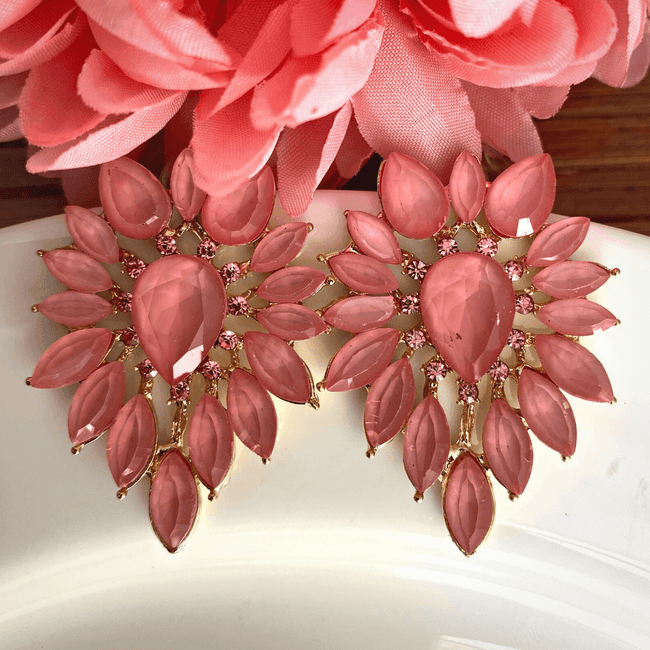 Pink Glass Stone Unique Designer Earring