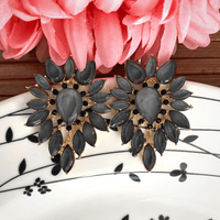 Grey Glass Stone Unique Designer Earring