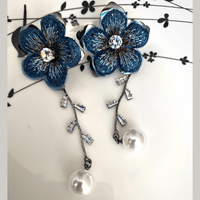 Blue Flower Unique Earring
