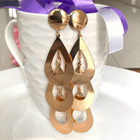 Gold Plated Circular Long Layered Trendy Earring