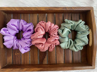 Premium Quality Satin Hair Scrunchies - Regular Fluffy Size (Set of 3) - Handmade Hair Accessories
