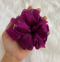 Purple Organza Scrunchie, Elegant Hair Accessory