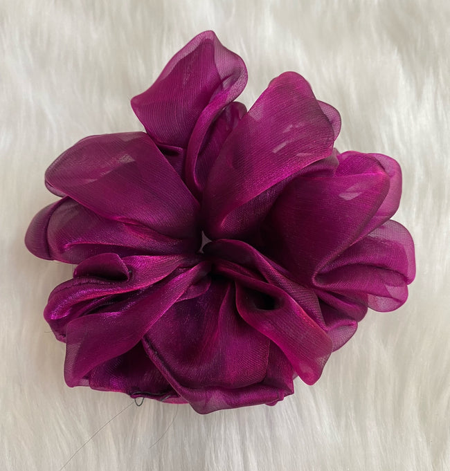 Purple Organza Scrunchie, Elegant Hair Accessory