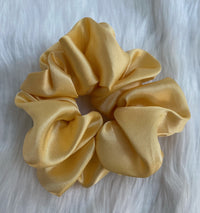 Elegant Pastel Gold Color XXL Size Satin Hair Scrunchie - Delicate Touch for Any Hairstyle