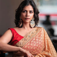 Blue Color Meenakari Chandbali Earrings